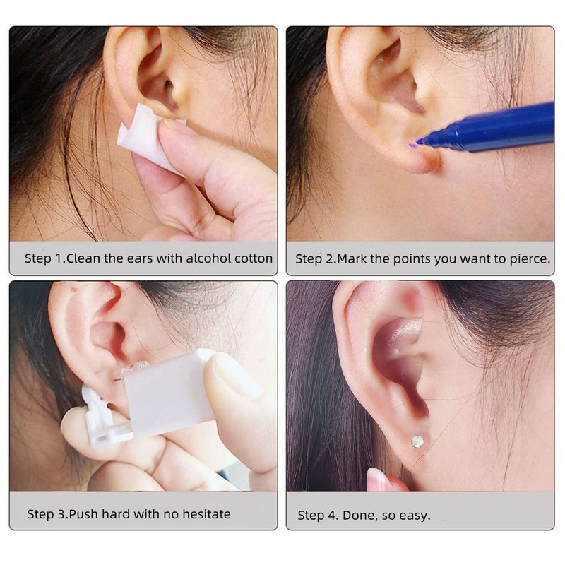 2 Pack Self Ear Piercing Gun Earring Disposable Piercing Kit