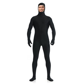 DreamHigh Men's Women's Polyester Spandex Full Body Costume Zentai Suit-Open Face (Black, L)