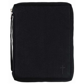 Black Cross Reinforced Polyester Bible Cover Case with Handle