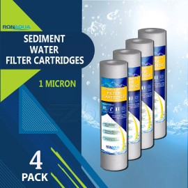 Ronaqua 4 Pack Sediment 1 Micron Water Filters Cartridge 2.5" x 10" for Reverse Osmosis