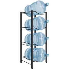 5 Gallon Water Jug Rack  4 Tier Detachable Bottle Holder With Storage Shelf Heavy Duty Dispenser Stand Organizer for Kitchen Office Home Black - Style: 4-Tier, Material Type: Metal