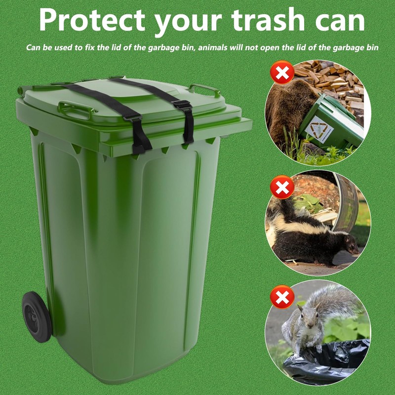 4PCS Trash Can Lid Lock for Animals, Adjustable Garbage Can