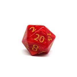 Giant 55mm Plastic D20 Dice, Billiard Ball Size 20-Sided Dice (Red Marbled)