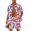 EISHOPEER Men's Hawaiian Shirts and Shorts Set 2 Pieces Button