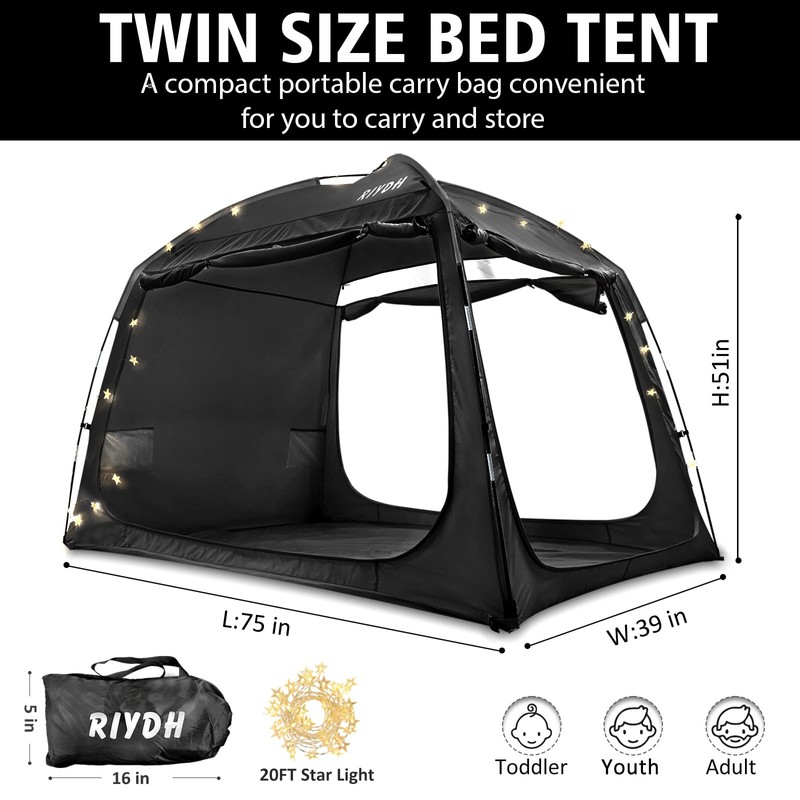RIYDH Bed Tent Bed Canopy Breathable 100% for Adult and