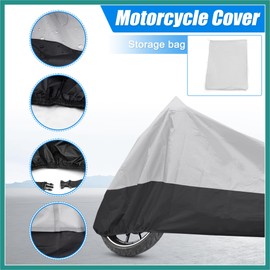 ATOCOVER Motorcycle Cover Full Cover Rain Cover Waterproof Dust Protector for Honda CB CBR CR CRF Cruiser Scooter Tour Bikes 190T l Silver Tone Black Vehicle Supplies