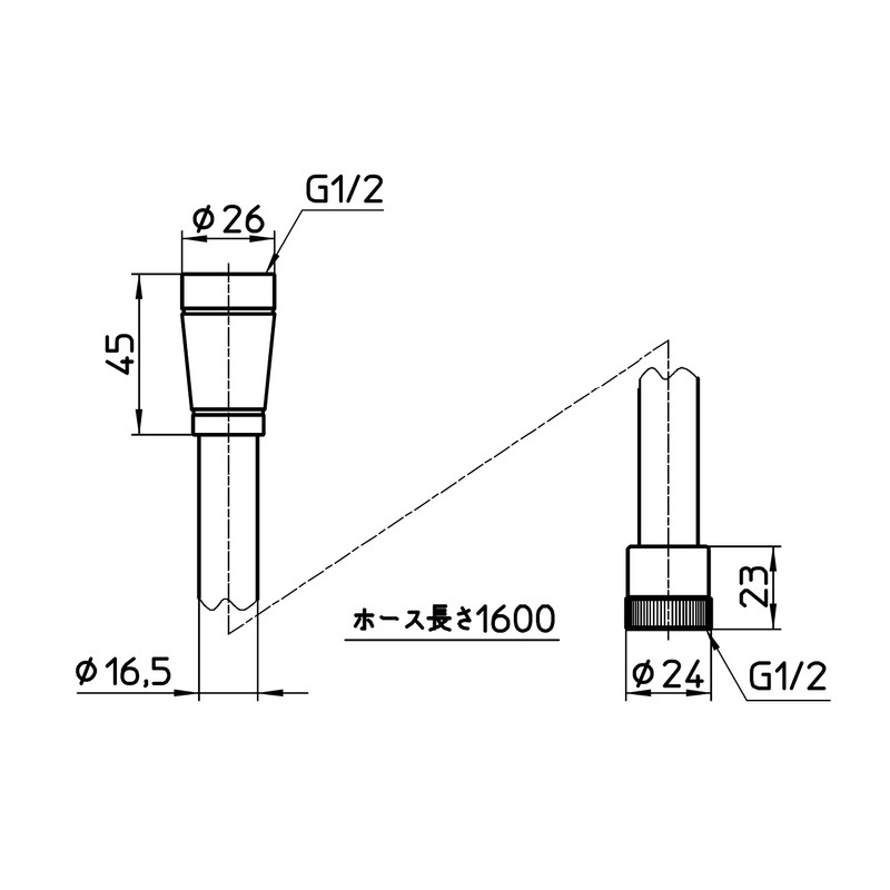 SANEI PS30-86TXA-W Shower Hose with Adapter, 1.6m Length, White
