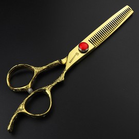 Golden professional hairdressing scissors 6 inch 7 inch hairdresser scissors set (6 inch Thinning)
