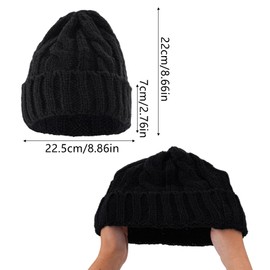 JTYKUYR Winter Beanie Hats Knit Caps for Unisex Teenagers Warm Chunky Cable Knit Beanies for Cold Weather(Black)