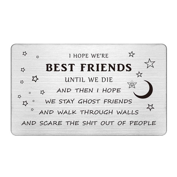 FALOGIJE Funny Friend Gifts for Men Women, Best Friend Birthday Card - I Hope We're Best Friends Until We Die Ghost Gifts for Friendship Bff