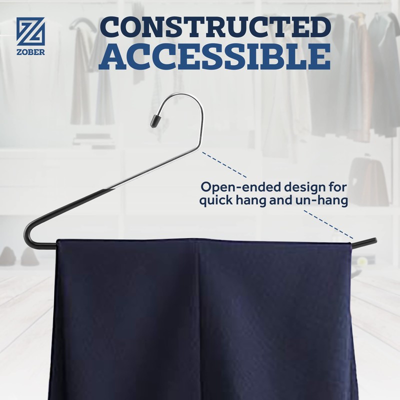 Zober Pants Hangers Non Slip - 20 Pack Open Ended