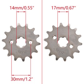 WOOSTAR Motorcycle 420-14T Front Sprocket 17mm for 50cc 70cc 90cc 110cc 125cc Dirt Pit Bike Mini Bike ATV 4 Wheeler Moped