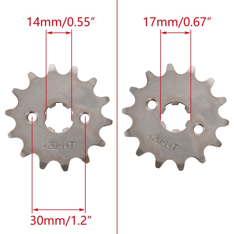 WOOSTAR Motorcycle 420-14T Front Sprocket 17mm for 50cc 70cc 90cc
