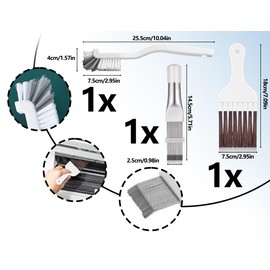 Lhbwhiz Set of 3 Condenser Cleaning Comb Set, Air Conditioning Slats Stainless Steel Fin Brush, Fin Evaporator Cooler Repair Tool, Coil Whisk Brush, Air Conditioning Condenser Fin Comb