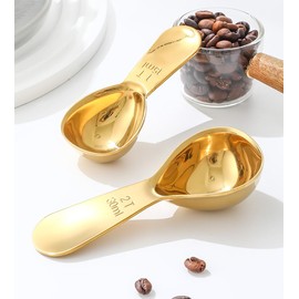 2 Pieces Coffee Measuring Spoons，Stainless Steel Dosing Spoon， Measuring Spoon with Short Thick Handle ，Teaspoon Measuring Spoons，for Coffee, Tea, Sugar, Flour (15ml, 30ml)