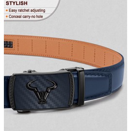 BULLIANT Men's Belt – Ratchet Leather Belt for Men Dress and Casual Pants Jeans 1 3/8" (Purplish Blue,48"-56" Waist Adjustable)