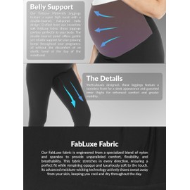 Leggings Depot Womens Fabluxe Maternity Leggings Over The Belly Athletic Pregnancy Yoga Pants Activewear Workout Leggings, Full Length Black, Large