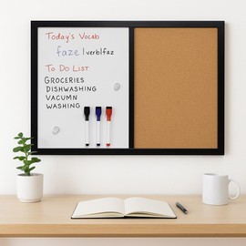 MURIWAI 36x24 Wall-Mount Combo Board - Magnetic Dry Erase & Corkboard with Sleek Black Frame for Home & Office (24x36)