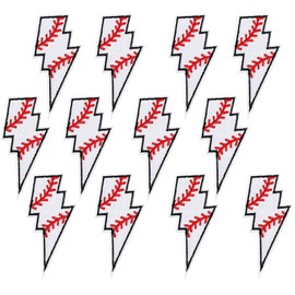 MBAIYO Lightning Baseball Iron on Patches, 12pcs Sports Embroidered Iron on Patch Game Day DIY Accessories for Hat, Clothes, Jeans, Jackets, Backpacks