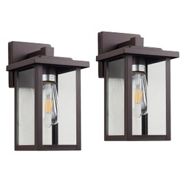 ACLand Oil Rubbed Bronze Outdoor Light Fixture, Outdoor Wall Lantern 2 Pack with Clear Water Glass, 11 Inch Outside Light for House Entryway Garage Porch