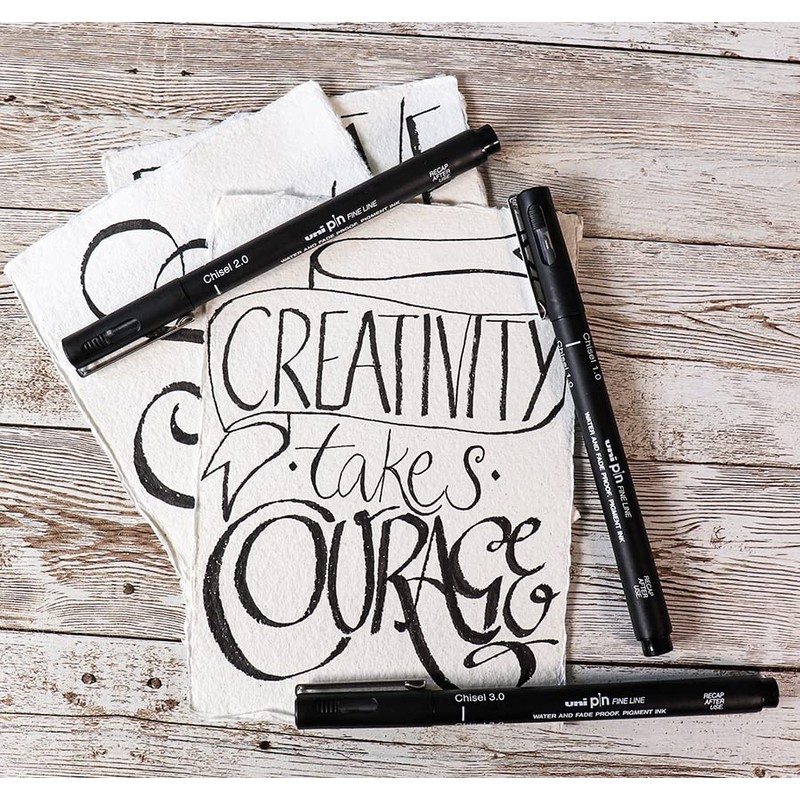 Uni Pin Fineliner Drawing Pens - Chisel Nibs - Black