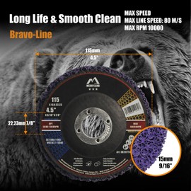 Merryland Bravo-Line SB207114-05 CSD Disc 115 Colour Rust for Angle Grinders, 115 mm Purple Cleaning Disc, Metal Stainless Steel Coarse Cleaning Disc, Pack of 5