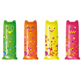 Maped – Mini Pixel Party Highlighters - Small Original Pocket Highlighters in the shape of characters - 5 colors: green, orange, pink, yellow and blue.