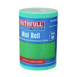 Faithfull FAIAR540G 5M Extra Coarse (40 Grit) Sandpaper Roll Green (Pro) 115mm x 5M