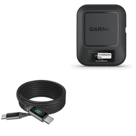 BoxWave Cable Compatible with Garmin inReach Messenger - PowerDisplay PD Cable (6ft) - USB-C to USB-C (100W), LED Wattage Info Extra Long Braided Nylon - Jet Black