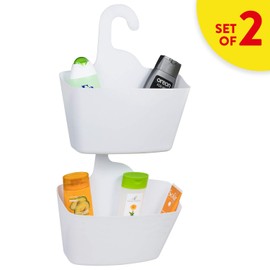 Tatkraft POSH Shower Caddy White 2-tier Organizer Easy to Clean No Drilling 12.2 X 11 X 4.7''