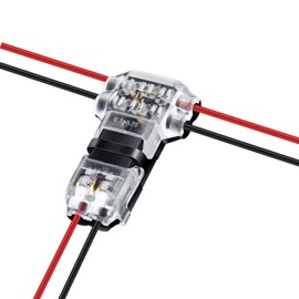ALEDECO 12 Pack Low Voltage T Type Wire Connectors 2 Pin Solderless No Wire Stripping Required for Mid-Span Branching in Wires Connection Fits 20/22 AWG Cable Wires