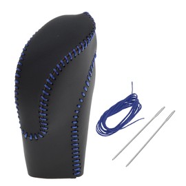 Motoforti Anti-Slip Gear Shift Knob Cover Car Stick Shifting Handle Protector for Subaru Forester 2018-2023 Black Blue Faux Leather