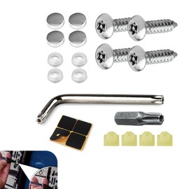 Ferianl 4Set Anti Theft License Plate Screws Kit, M6 (1/4") Tamper Proof License Screws, Stainless Steel Security Screw Accessories, Car Licenses Plate Frame Mounting Bolt Fastener Kit (Silver)
