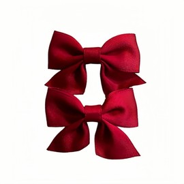 Heanvmyss 2Pcs Bow Hair Clip,Haarschleifen Mädchen Kinder,Elegante Haarschleife Damen,Krokodil-Haarspangen für Party,Hochzeit,Frauen(Rot)