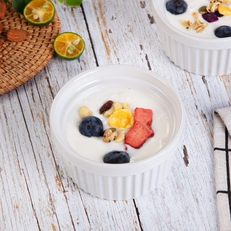 8 Oz Ceramic Ramekins Set of 8, Porcelain Creme Brulee