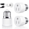 (2 Packs) 3 Prong Light Socket to Plug Adapter, E26