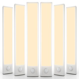 6 Pack Under Cabinet Lighting Wireless, 68 LED Rechargeable Battery Motion Sensor Light Indoor, Stick On Magnetic Closet Lights, Under Counter Lights for Kitchen, Stairs, Warm 16 in