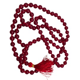 Original Red Hakik (Agate) Round Knotted Beads Japa Mala 8mm | Rosary Certified Agate Healing Meditation Necklace Red Hakik Agate Tibetan Buddhist Prayer Japa mala for Yoga Reiki