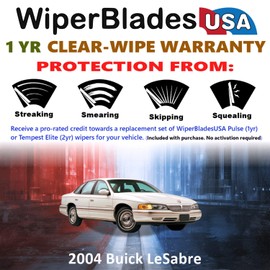 WiperBladesUSA Wiper Blades Set w/ 1yr warranty compatible with Buick LeSabre 2004 Wipers (Set of 2) Pulse Wipers