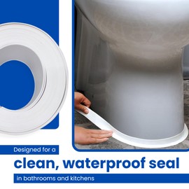 Bath & Kitchen Caulk Tape Sealant Strip - PVC Self Adhesive Waterproof Tape for Tub and Wall Sealing - Tape Caulk Sealer - Waterproof Sealant Tape - White - 1.5” x 10.5 Feet