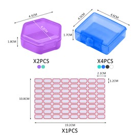 4 Square Mini Pill Boxes, 2 Hexagonal Pill Boxes, 1 Label Sticker, Waterproof and Moisture-proof, Portable Pill Box for Travel, Business Trip, Sports (5 Colors)
