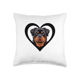 Rottweiler Dog Heart Rottie Dog Rottweilers Throw Pillow