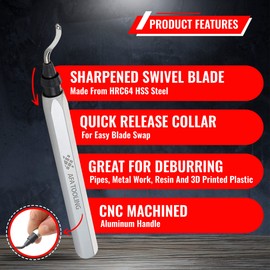 AFA Tooling - Deburring Tool Micro-Polished & Anodized Handle with High-Speed Steel M2 Blades, Deburring Tool 3D Printing, Reamer Tool for Metal, PVC, Copper Pipe, Plastic, Resin & 3D Printed Edges