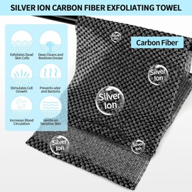 Toallas de baño exfoliantes, esponja exfoliante corporal japonesa premium, esponja de loofah mejorada rica en iones de plata y fibra de carbono, exfoliante para el rostro y el cuerpo con 2
