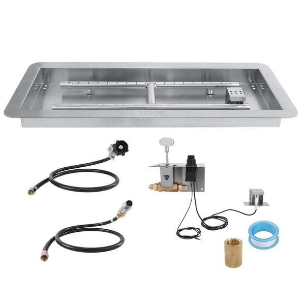 36 x 12 inch Drop-in Fire Pit Pan, Rectangular Stainless