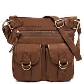 Scarleton Monederos para mujer, bandolera para mujer, bolso cruzado, bolsos para mujer, bolso de hombro con múltiples bolsillos, H2005, Marrón, L