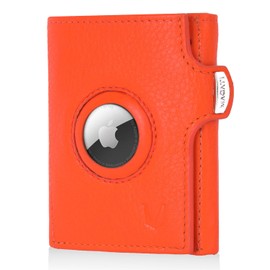 MAGATI Slim Wallet with Coin Compartment, RFID Protection, Mini Wallet Men & Women, Small, il Santo Card Holder, Shopping Trolley Chip Compartment, Wallet, orange / beige, XL coin compartment and with