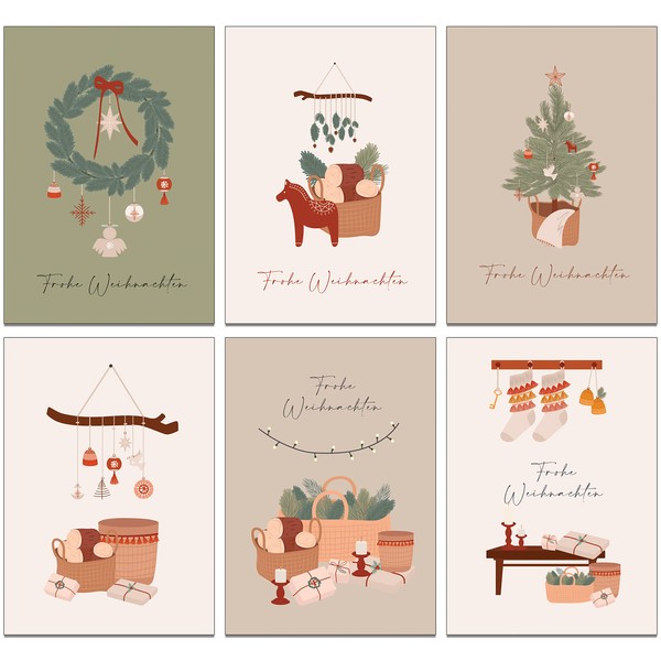 36 Recycled Christmas Cards with Envelopes - Stylish Traditional (Pack