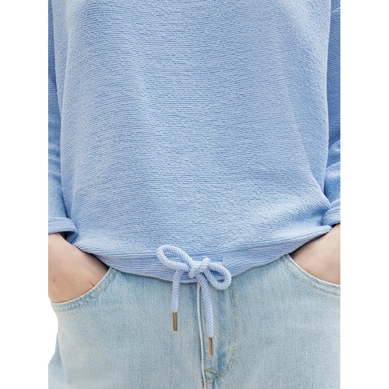 TOM TAILOR Women's Sweatshirt with Structure and Drawstring, 26320-stonington blue