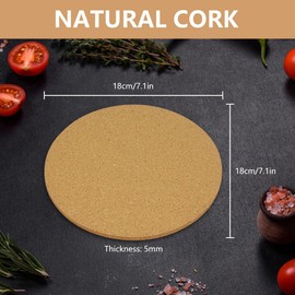 Flintronic Heat Trivet, 3PCS 18cm Cork Trivet, 5mm Thick Round Cork Coaster, Multifunctional Heatproof Table Mat, Reusable Kitchen Hot Pads for Hot Pots, Pans, Kettles, Potted Plants